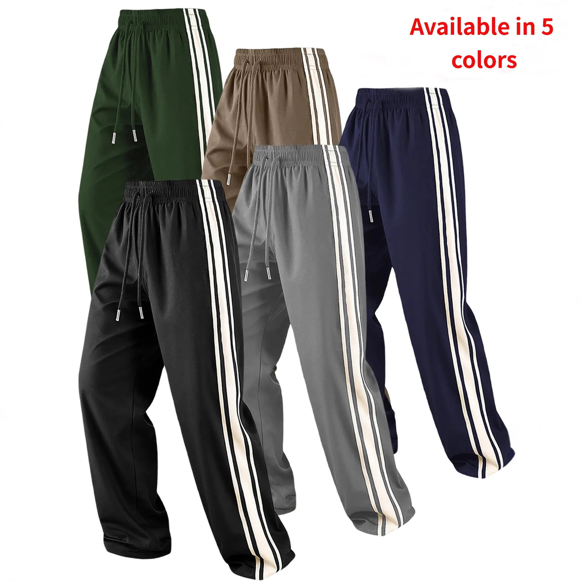 Men's American-style casual sweatpants featuring side stripes; suitable for autumn/winter; extra-long length for tall men; striped design; suitable for teens, school uniforms, or athletic wear.---cxyMK25