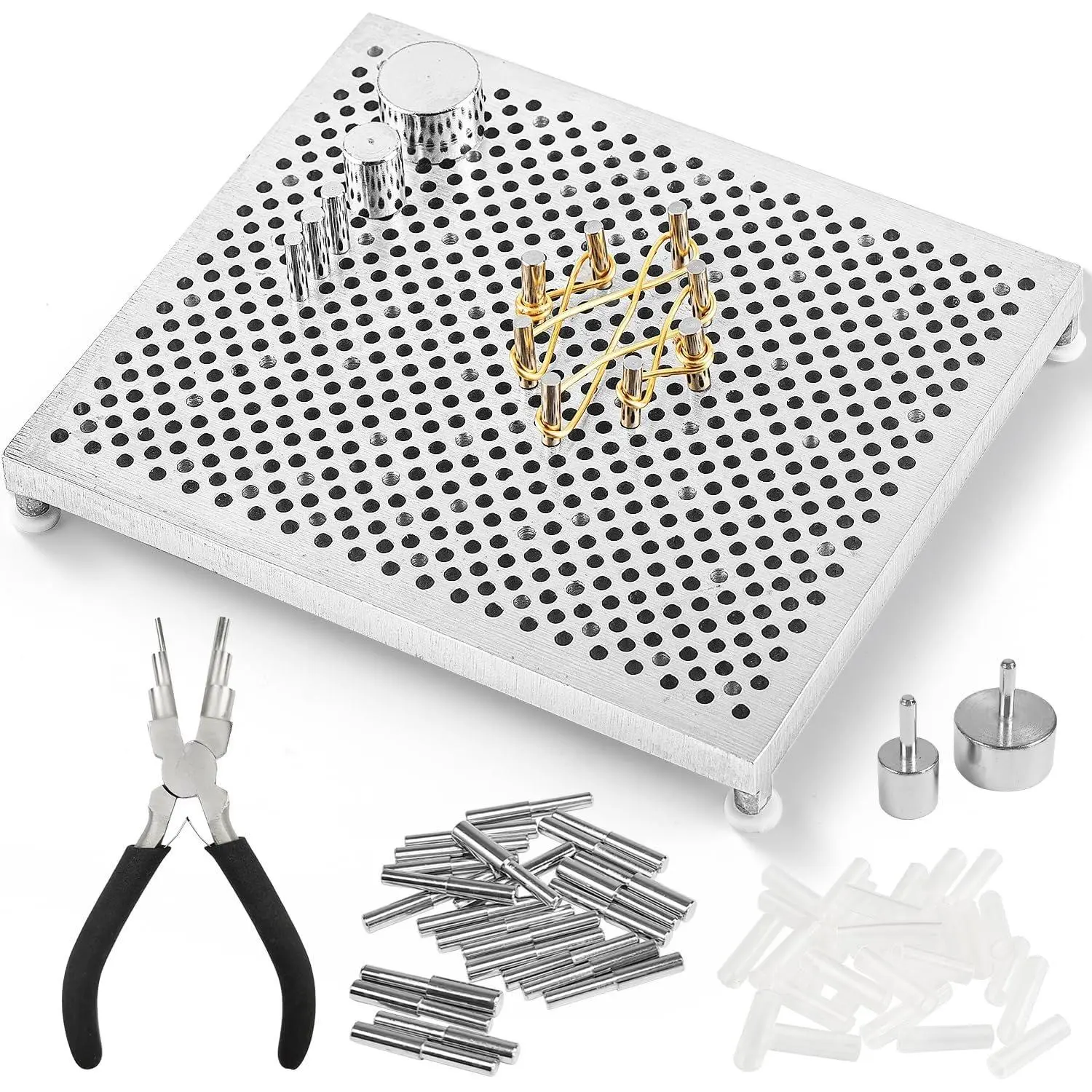 Wire Jig Kit with 6 in 1 Wire Bending Plier and Metal Pegs,Tools for Bracelet Earing  Design Making