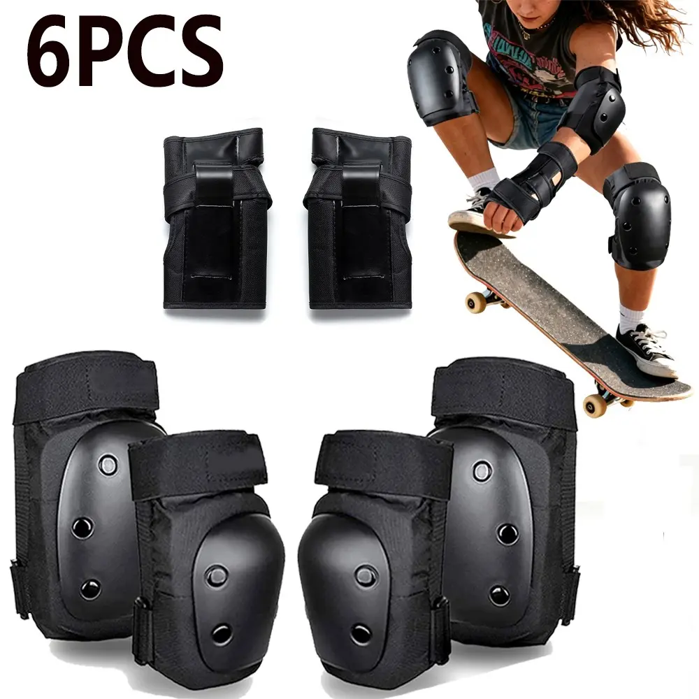 6pcs Adult Knee Pads Elbow Pads Wrist Guards, 6 in 1 Adjustable Protective Gear Set, Skateboarding Biking Roller Skating Cycling Outdoor Sports