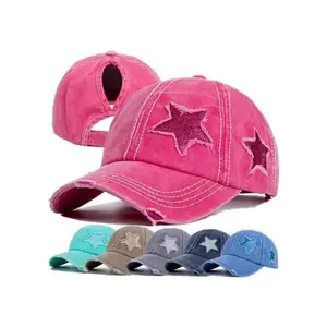 Unisex Star Decor Adjustable Baseball Cap - Breathable Polyester, Adjustable Fit, Sun Protection for Outdoor Travel & Casual Daily Wear (TikTokShopBlackFriday)