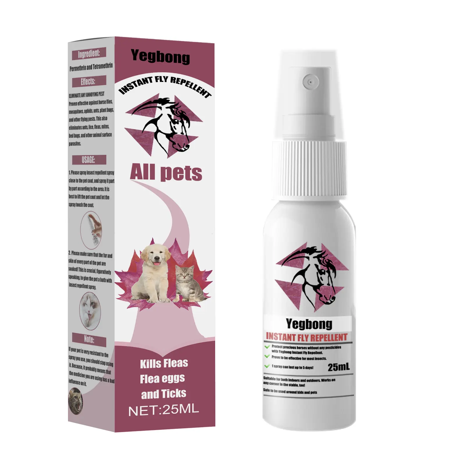 Flea and Tick Spray for Cats & Dogs, Pet Insect Repellent - Kills Fleas, Kills Ticks, Targets Horseflies, External Anti-Itch Parasite Treatment (24-Month Effectiveness)