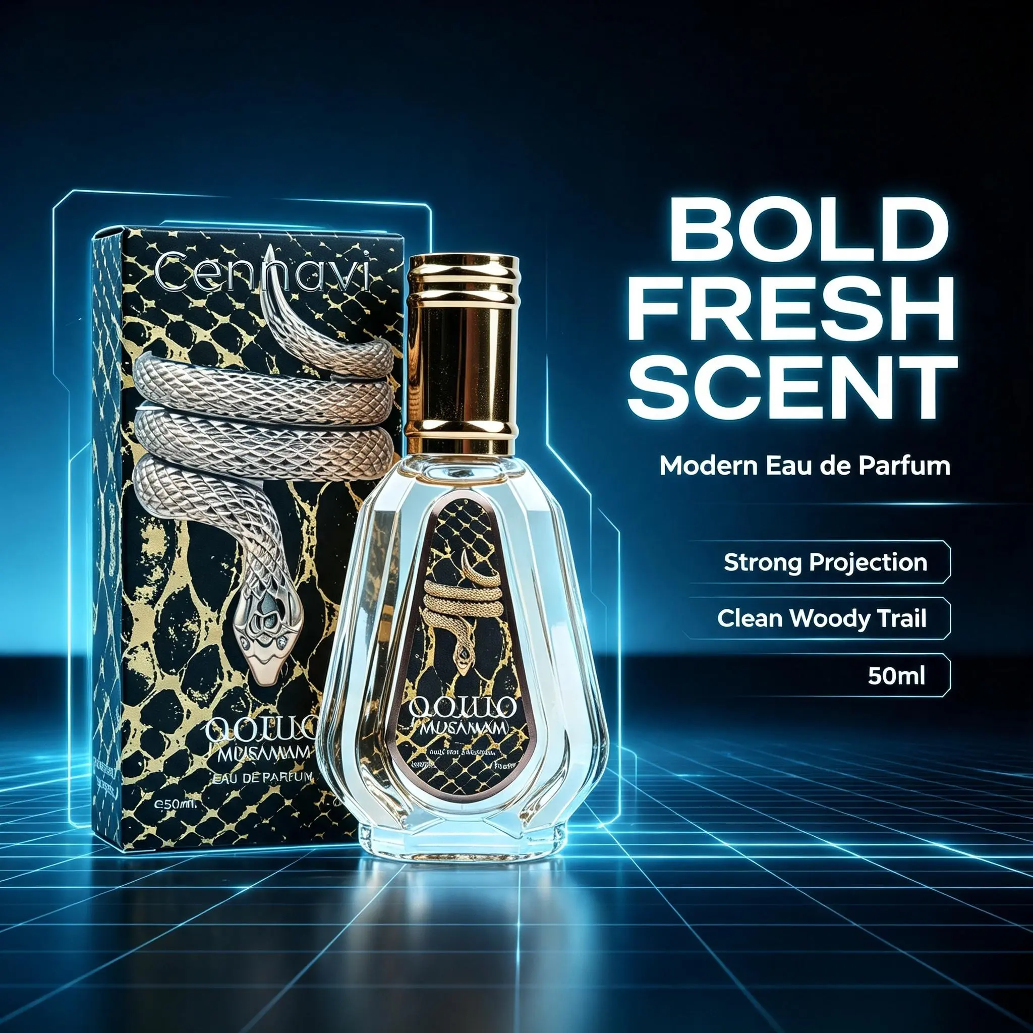 Unisex Luxury 50ml EDP Perfume - Alcohol Base, Captivating Woody Spicy & Woody Vanilla Scent, Elegant Snake Bottle with Gift Box, Gift-Ready for Adults Men/Women (Beauty & Personal Care Fragrance)