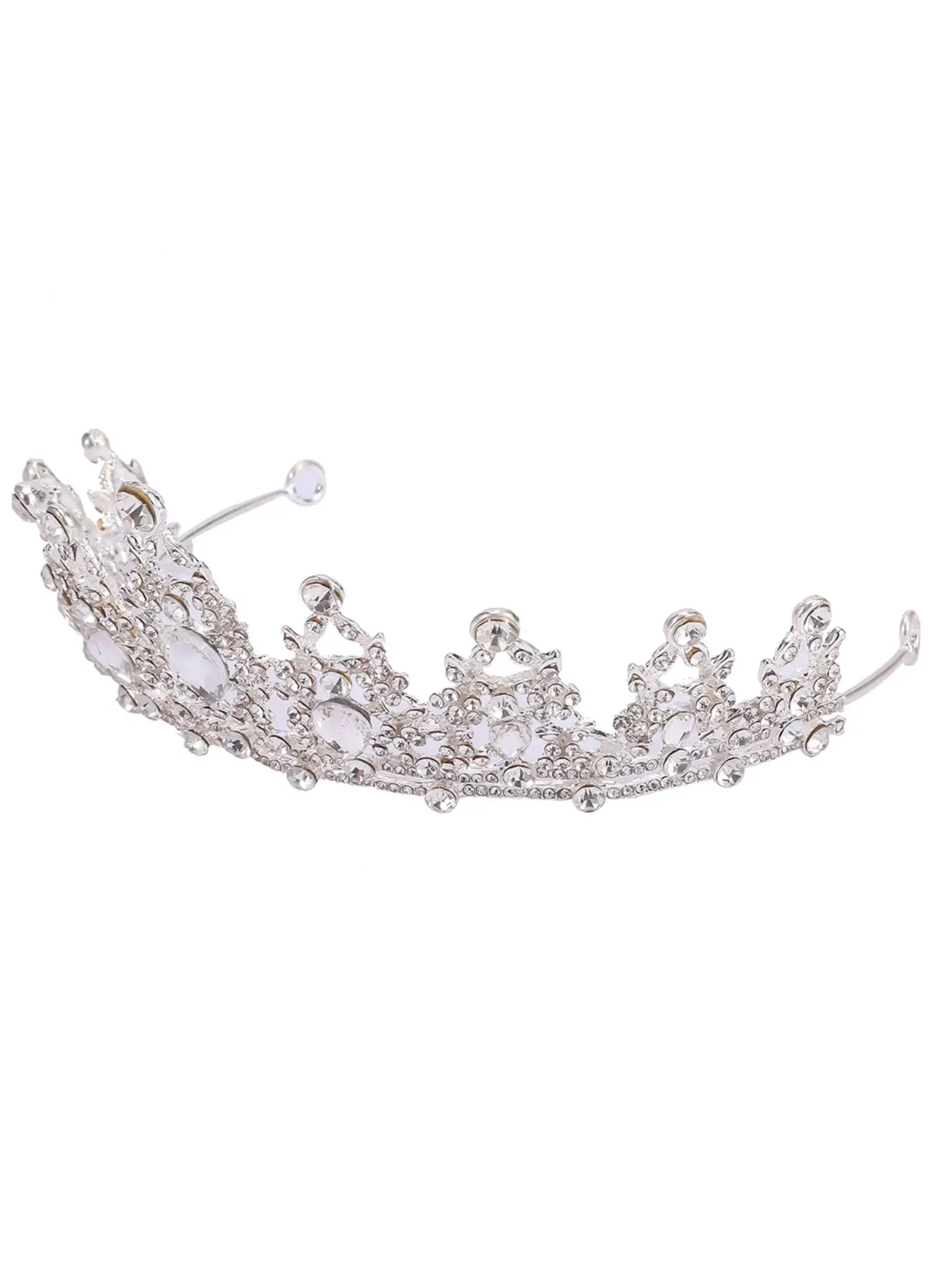 European and American Runway Crown Bride Tiara White Crystal Bridal Headpiece Princess Baroque Crown Wedding Accessories