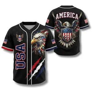 Men's USA Eagle All-Over Print Baseball Jersey - 1776-2026 Semiquincentennial Patriotic Button-Up Professional Sports Top