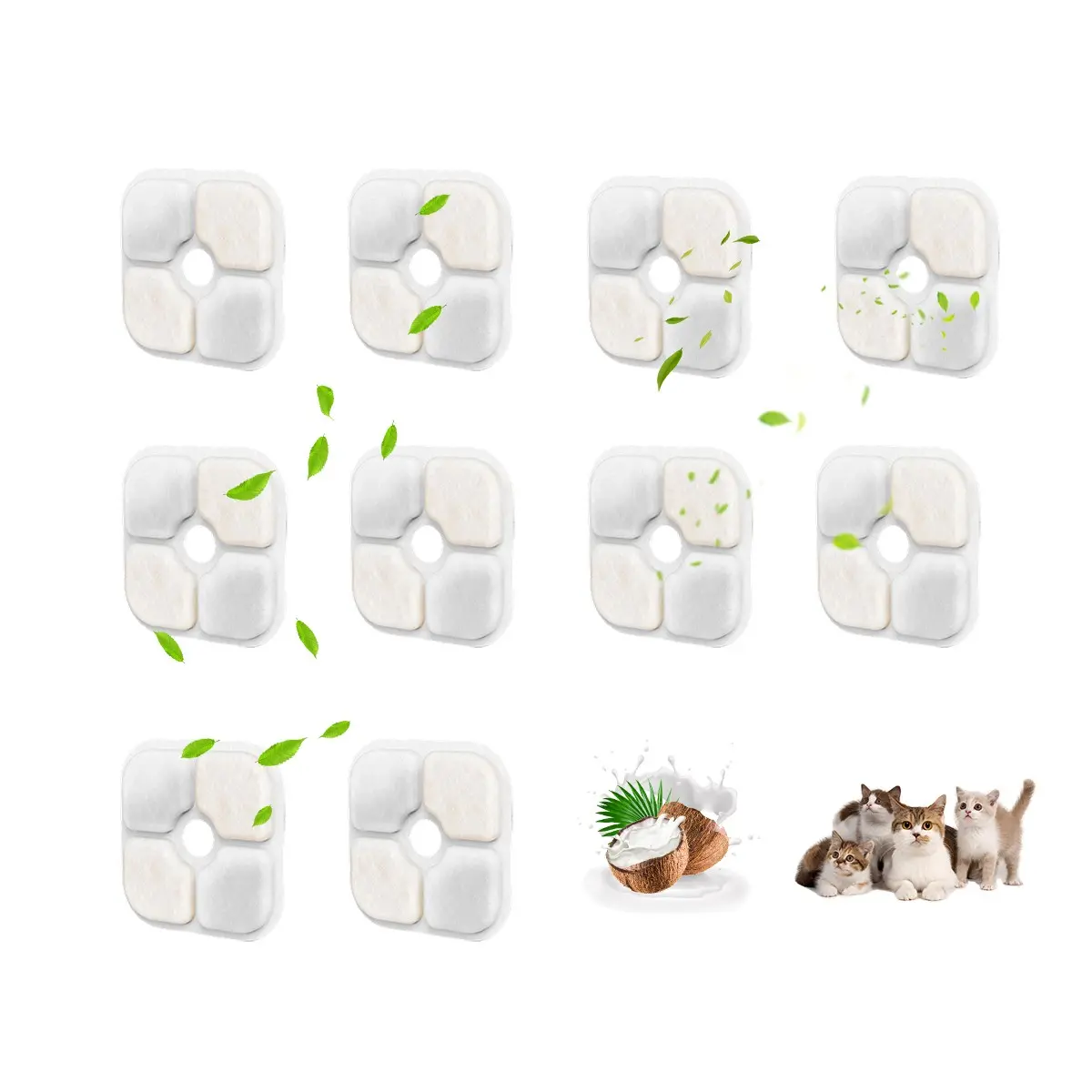 Cat Water Fountain Filter, 10/20/30pcs Replacement Filters, Compatible with Dog and Cat Water Fountains, Pet Feeding Supplies Accessories
