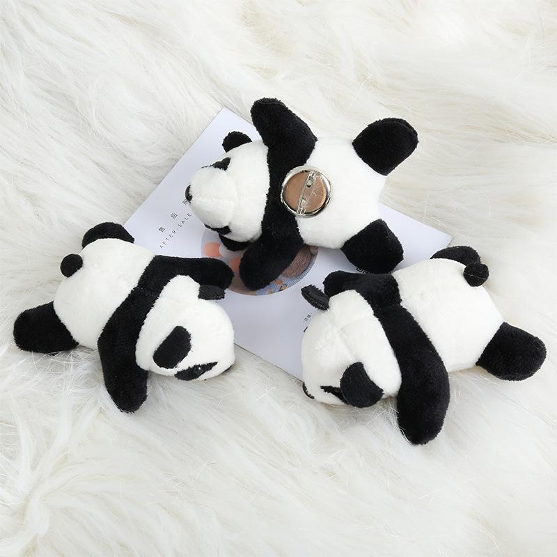 Cartoon Internet celebrity three-dimensional panda brooch, plush red panda doll ins lying down panda jewelry schoolbag pendant