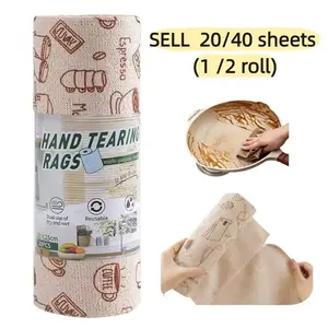 20/40 Sheets Disposable Kitchen Cleaning Cloth Roll, Thickened Tear Away Dishwashing Rag, Disposable Dish Cloths, Washable Dry and Wet Dual Use Cleaning Wipes, Strong Absorbent Household Cleaning Towel for Kitchen Sink Countertop Stove and Table