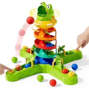 Frog Ball Drop Toy for Kids, 5 Layer Roll Swirling Ball Tower with 12 Balls, Spin and Learn Shoot Balls Drop Montessori Toy, Gifts for Toddler Boys Girls 2 3 4 5 6 7 8+ Years Old (4 Player)