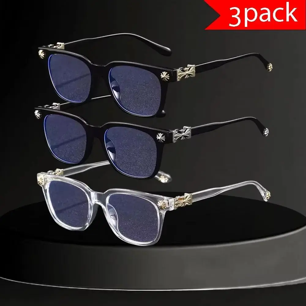 Unisex 2-Pcs Classic Square Blue Light Blocking Glasses - Black & Transparent Frames, Non-Prescription Lens Eyewear Pack, Accessory Glasses for Computer Use, Accessory Non-Prescription Glasses