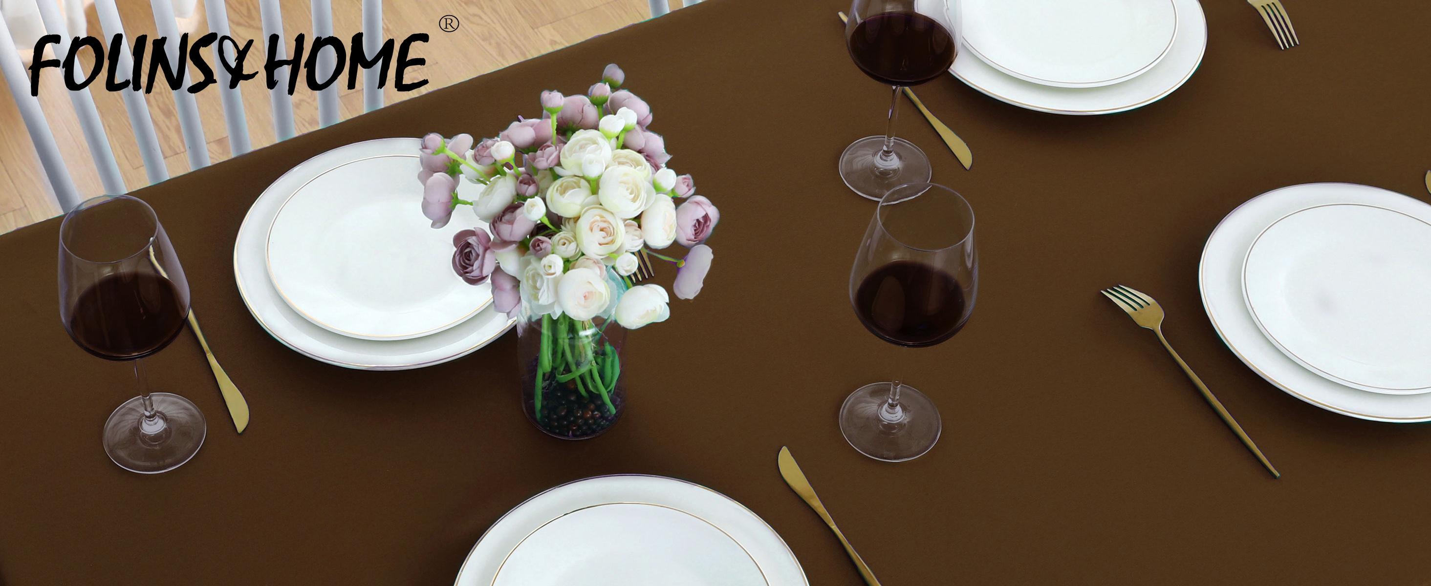 Brown Rectangle Tablecloth Wrinkle Free Waterproof Polyester Table Cloths Spillproof Heavy Duty and Washable Table Cover for Party, Banquet, Indoor and Outdoor-Square/Rectangular