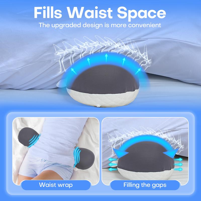 Multifunctional Lumbar Support Pillow Lower Back Pillow for Sleeping - Memory Foam Lumbar Pillow - Wedge Pillow for Side, Supine, Prone Sleepers - With Adjustable Buttons For Car, Sofa, Bed Sleepers