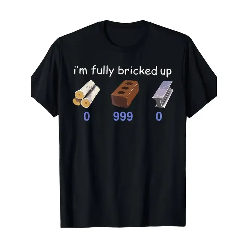 Women's 'I'm Fully Bricked Up' Funny Graphic T-Shirt, Oversized Crew Neck Tops with Short Sleeves for Casual Wear