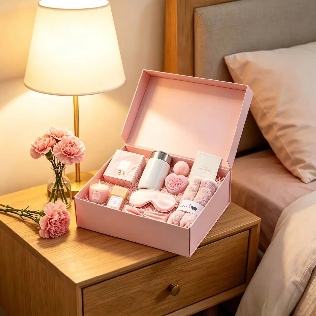 Fragrance Bath Gift Box for Best Friend Birthday Mother's Day, Women's Scented Soap Candle Set, Holiday Gift Basket for Girls