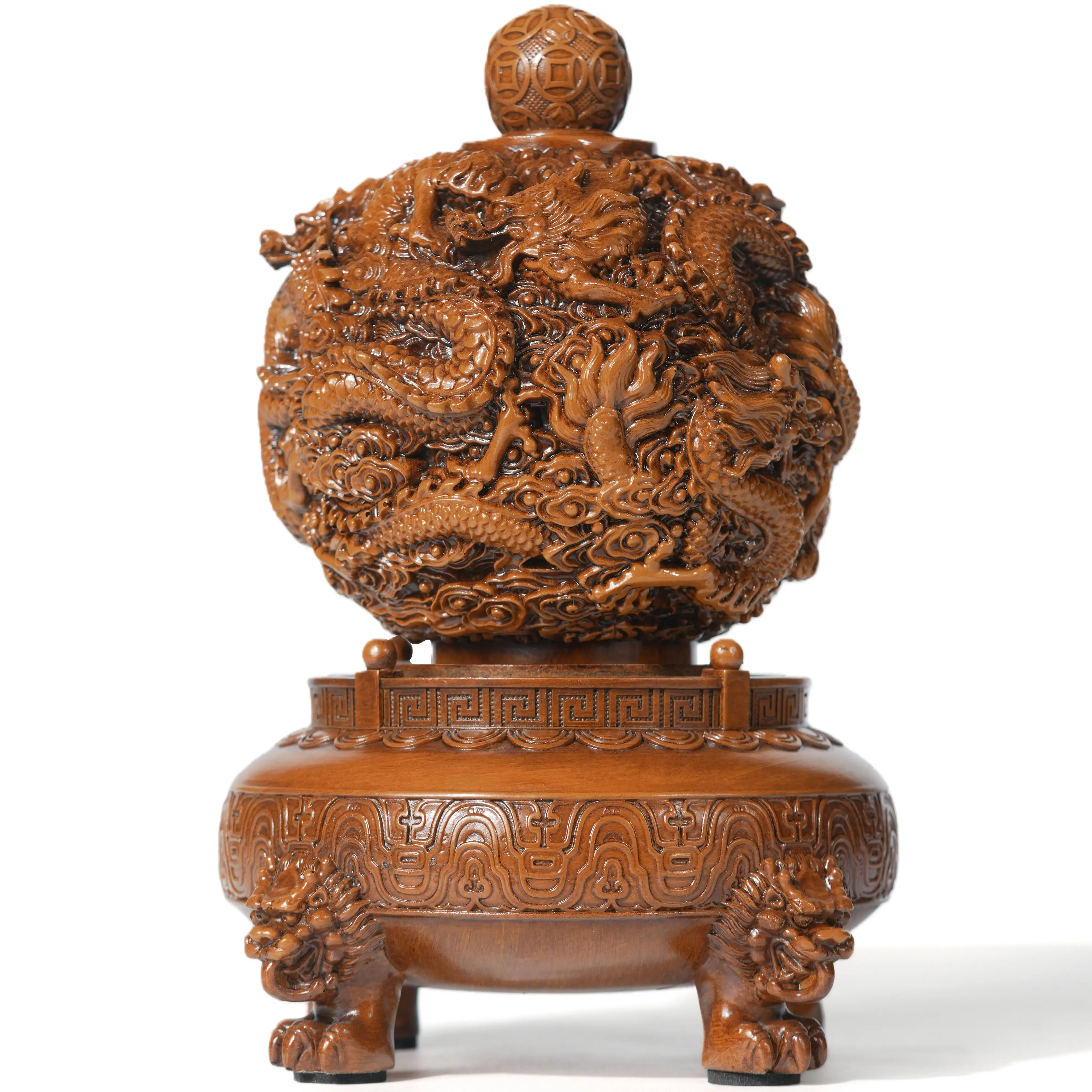 Aris & Juno 360-Rotation Cultural 9-Dragon Qiankun Resin Feng Shui Figurine & Miniature, Wealth-Protection Lucky Charm for Home Display, Meaningful Gift for Office Decor, Figurines & Miniatures