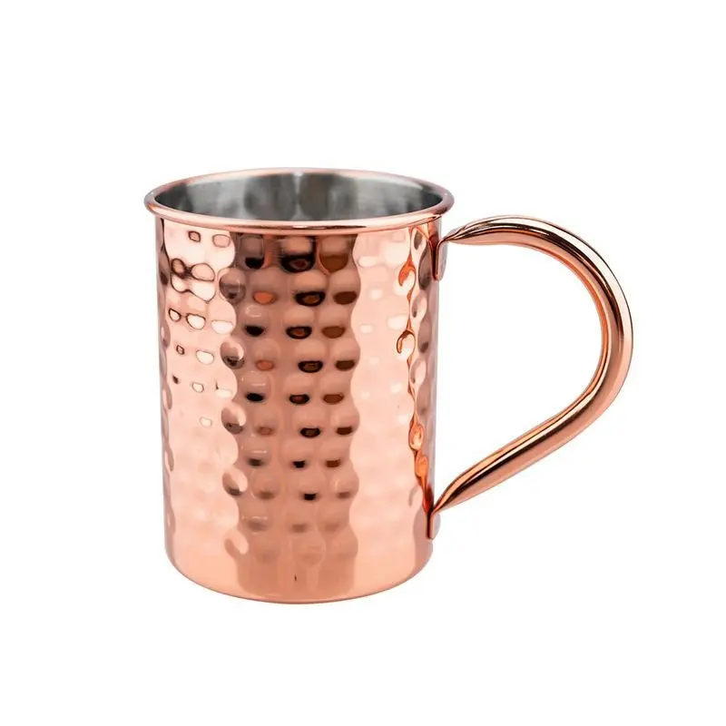 Aesthetic Copper Mugs Set, Food Safe Stainless Steel Moscow Mule Cups, Luxury Hammered Copper Mug Kit, Creative Mugs, Great Gift for Bartenders & Cocktail Lovers