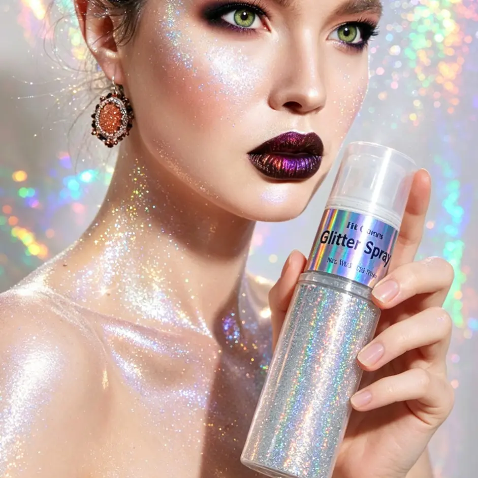 1PC Fit Colors Holographic Glitter Spray, 3 Colors Available Long‑Lasting Shimmer Body Hair Face Glitter Powder, Daily Party Festival Rave Makeup, FestivalMakeup RaveGlitter ViralBodyGlitter, Glitter Spray Body Glitter Powder Festival Makeup Cosmetics
