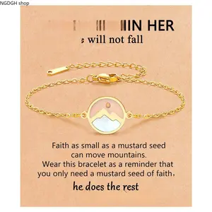 Mountain Faith Gold Bracelet - Adjustable Chain, Minimal Symbol Pendant, Lightweight Elegant Statement Piece, Trendy Religious Jewelry for Everyday Wear Prayer Reminder & Timeless Feminine Glam