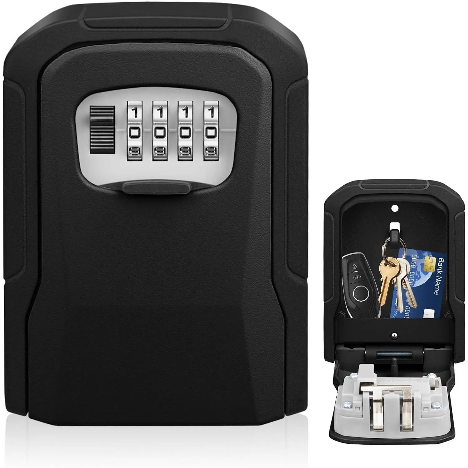 Key Lock Box, Wall Mount Lock Box for  with Code Resettable Combination Code Lockbox  Safe Box for Outside Outdoor  Office Apartment Realtors Spare  Storage
