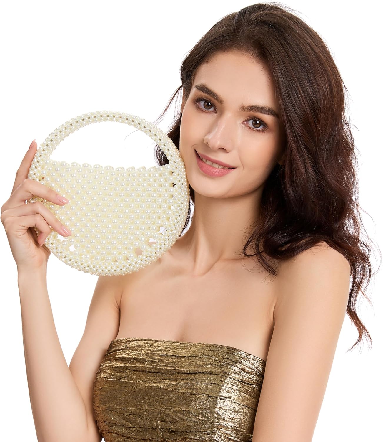Round Shape Beaded Bag Clutch Luxury Bead Handbags Small Top Handle Bag Round Shape Beaded Bag Clutch Luxury Bead Handbags Small Top Handle Bag