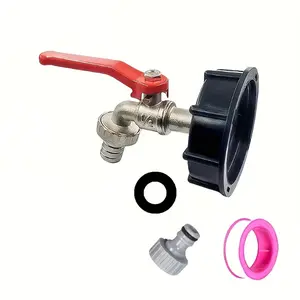 Ibc Ton Bucket Adapter Cover Zinc Alloy Faucet Set, Rustproof Leak-Proof, Universal Thread, Garden and Horticulture Use