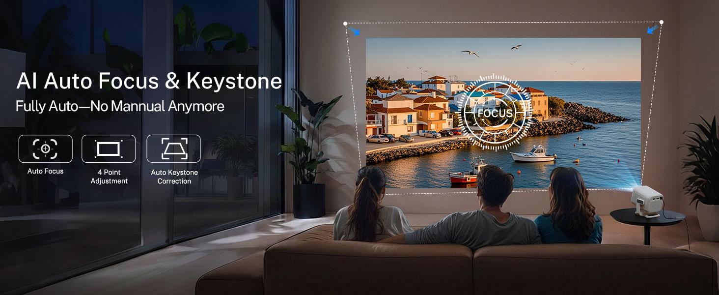 X3AR Smart Projector with WiFi 6 and Bluetooth 5.4, 4K Support 600 ANSI Native 1080P Portable Mini Projector with Android 14 OS Auto Focus & Keystone, 270° Rotatable for Bedroom Home Theater Outdoor Movie White&Gray