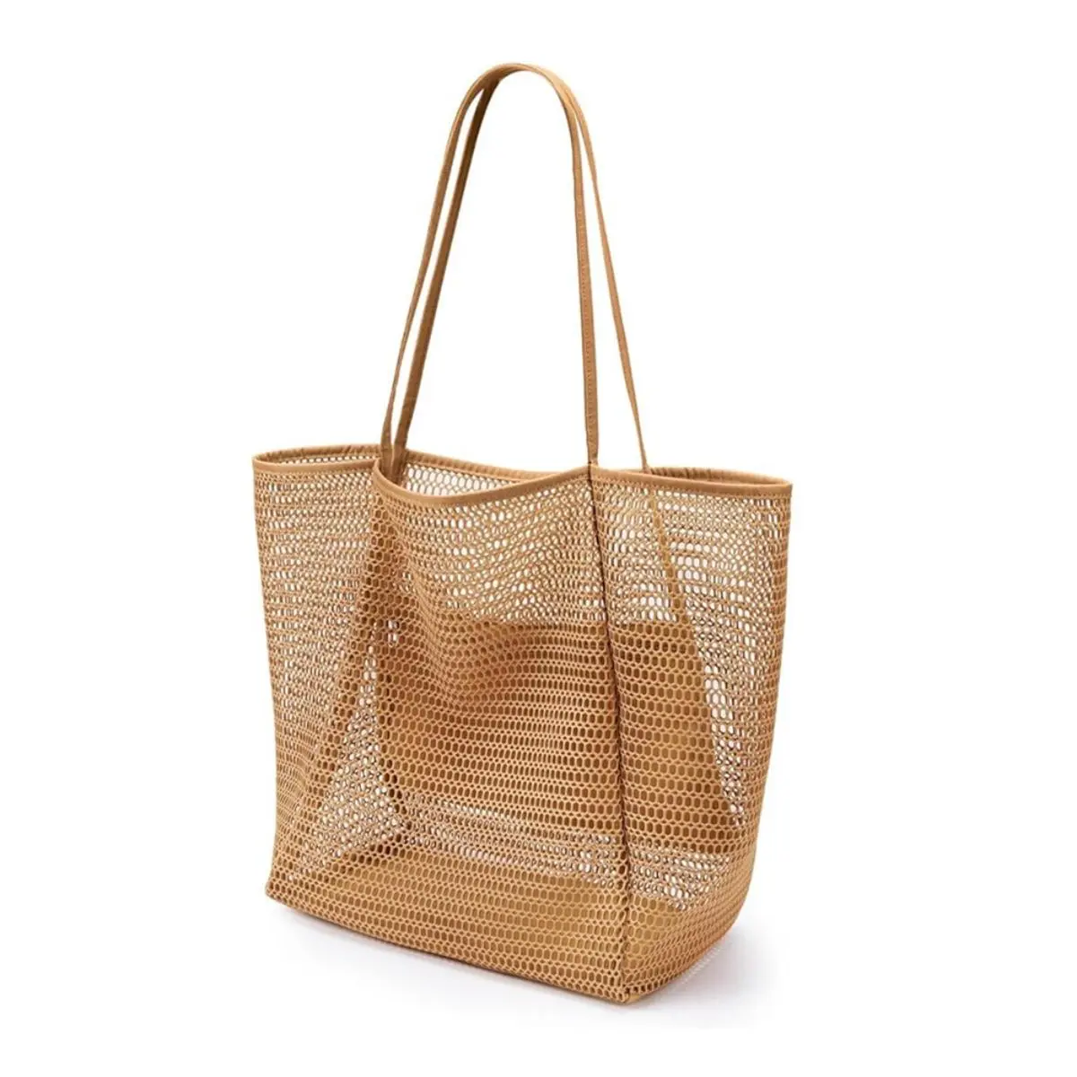 Women's Lightweight Folding Netted Beach Tote Bag - Mesh Shoulder Handbag for Summer Travel, Outdoor Use, Beach Bags, Tote Bags