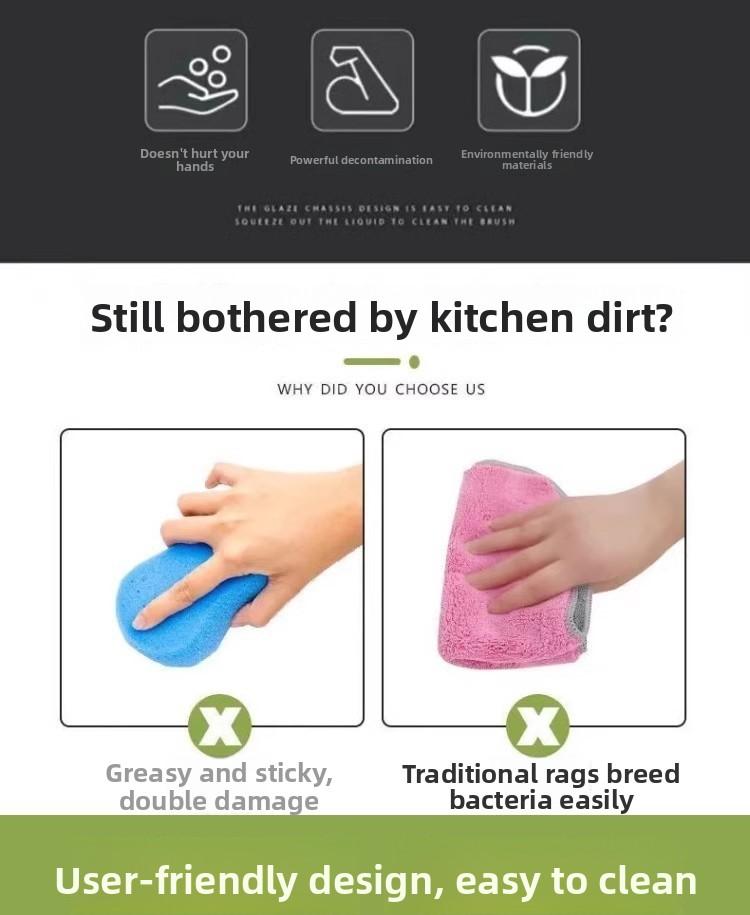 Automatic Liquid Dispensing Dish Brush Squeegee for Kitchen Non-Scratch Scrubber Pressurized Cleaning Brush for Pots Pans Dishes Home Cleaning Tool