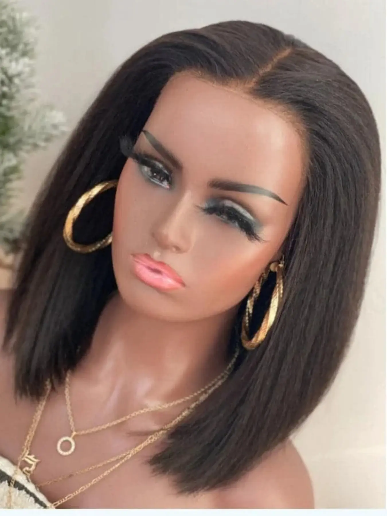 Bob20 Inch Long Soft Glue-Free Yaki Straight Wig, 180% Density, Daily Wavy Style, 13x4x1 Lace Front Full Cap, Heat Resistant