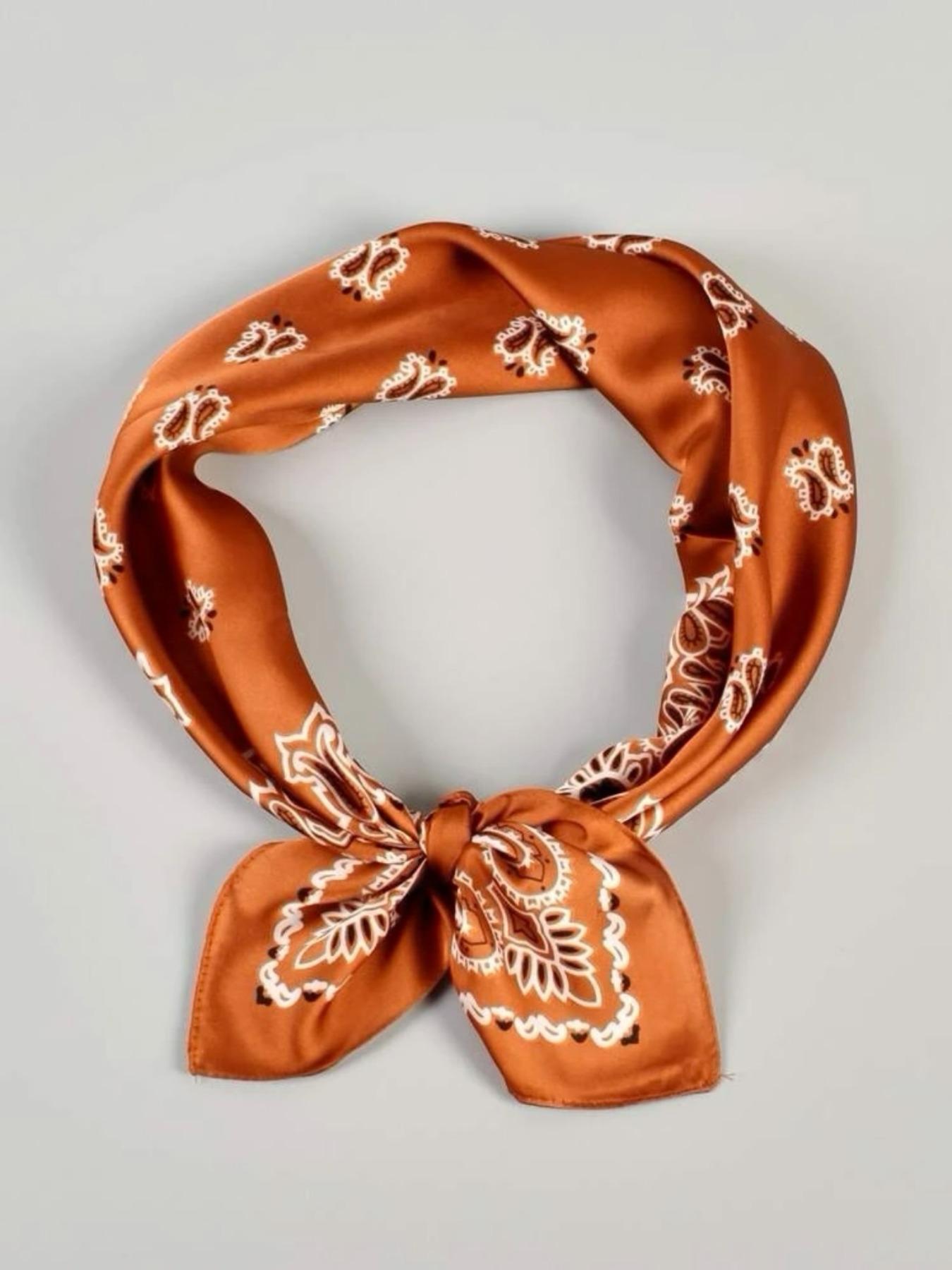 Women's Vintage Paisley Print Square Scarf, Scarf Head Wrap, Elegant Soft Satin Bandana for Women, Fashion Accessories for Daily Wear, Casual Soft Scarf, Vintage Print Headscarves