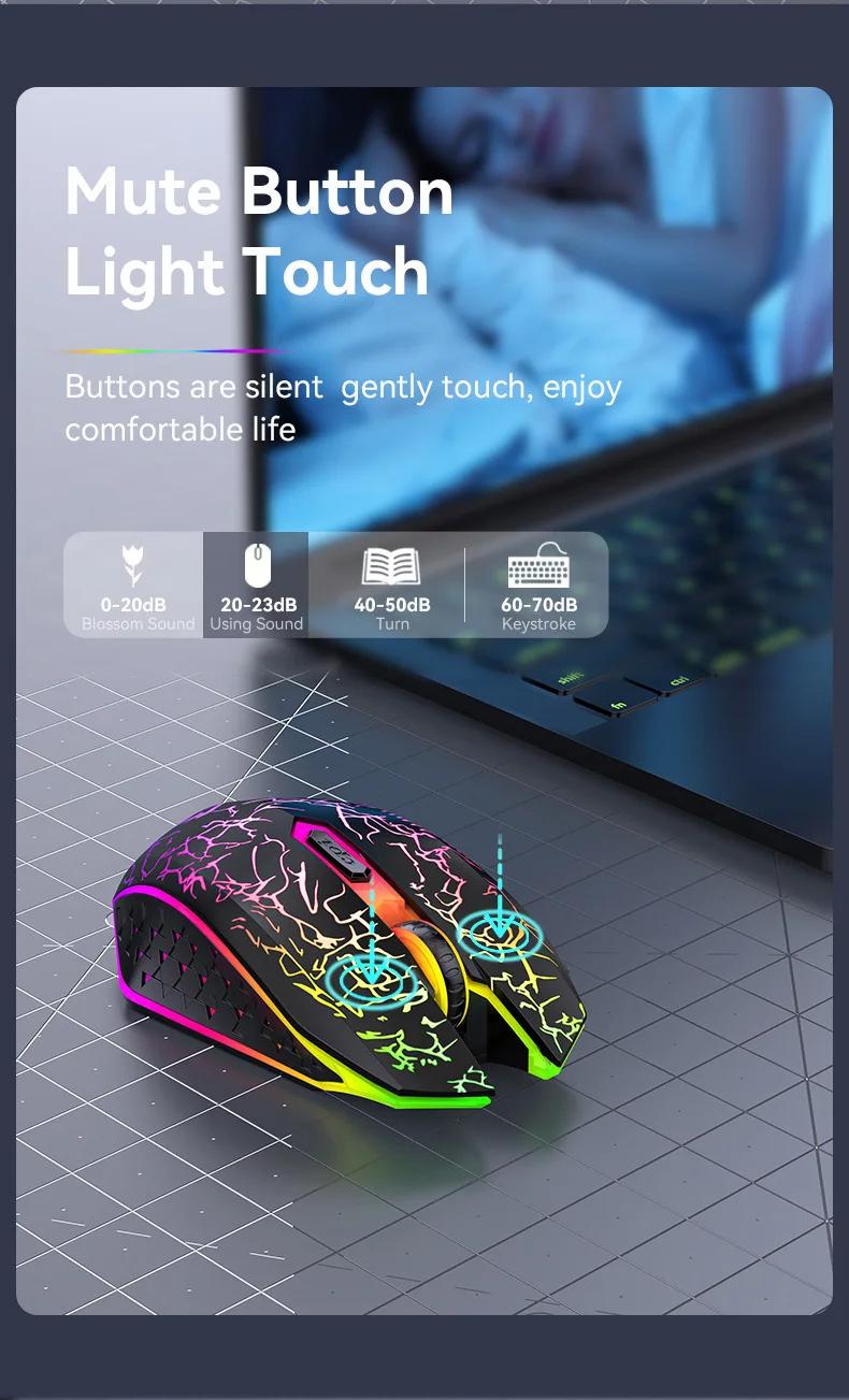 Bluetooth 5.2  RGB 2.4G Wireless  Dual-Mode   6 Buttons Silent  For MacBook Tablet Laptops Computer gaming mouse