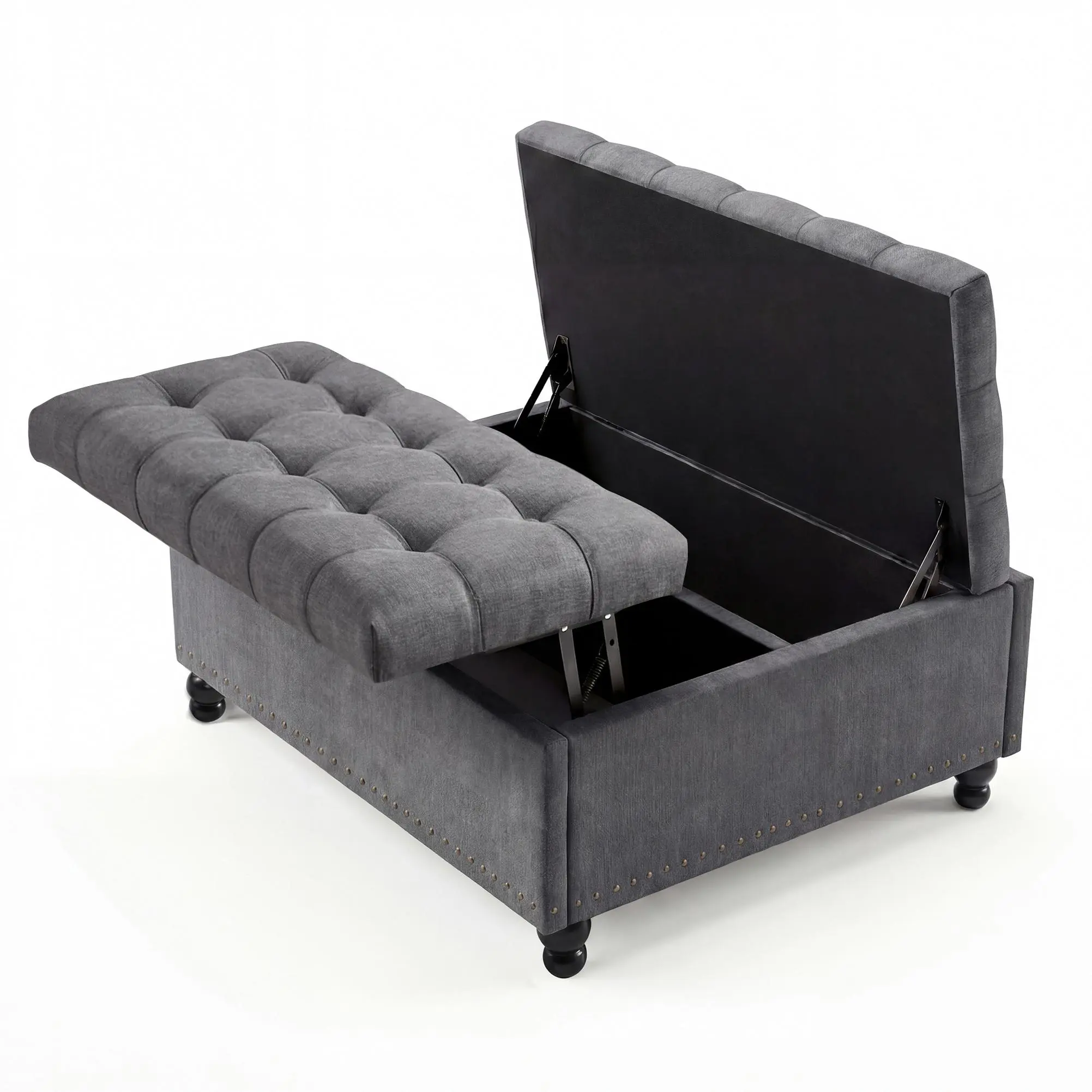 [SummerSale] GAOMON 36 in Square Lift-Top Storage Ottoman Bench, Tufted Upholstered Shoe Bench & Coffee Table with Wood Legs, 170L Hidden Storage, 300 lb Load Capacity/Ideal for Entryway/Living Room Furniture/Best Gift Ideas