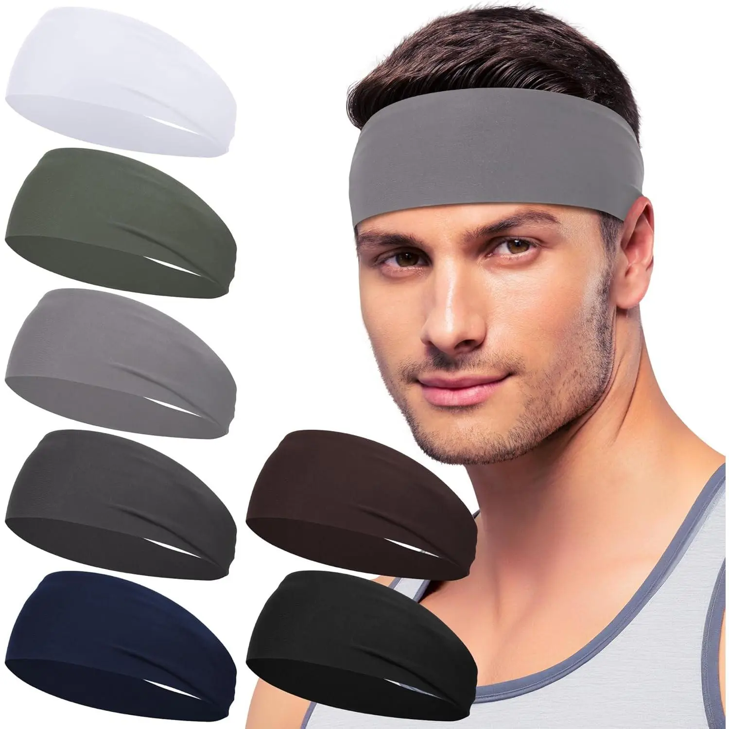 Women's Unisex Sweat Absorbent Sport Headbands - 7 Pcs Breathable Headbands for Fitness, Rugby, Baseball & Softball Workouts