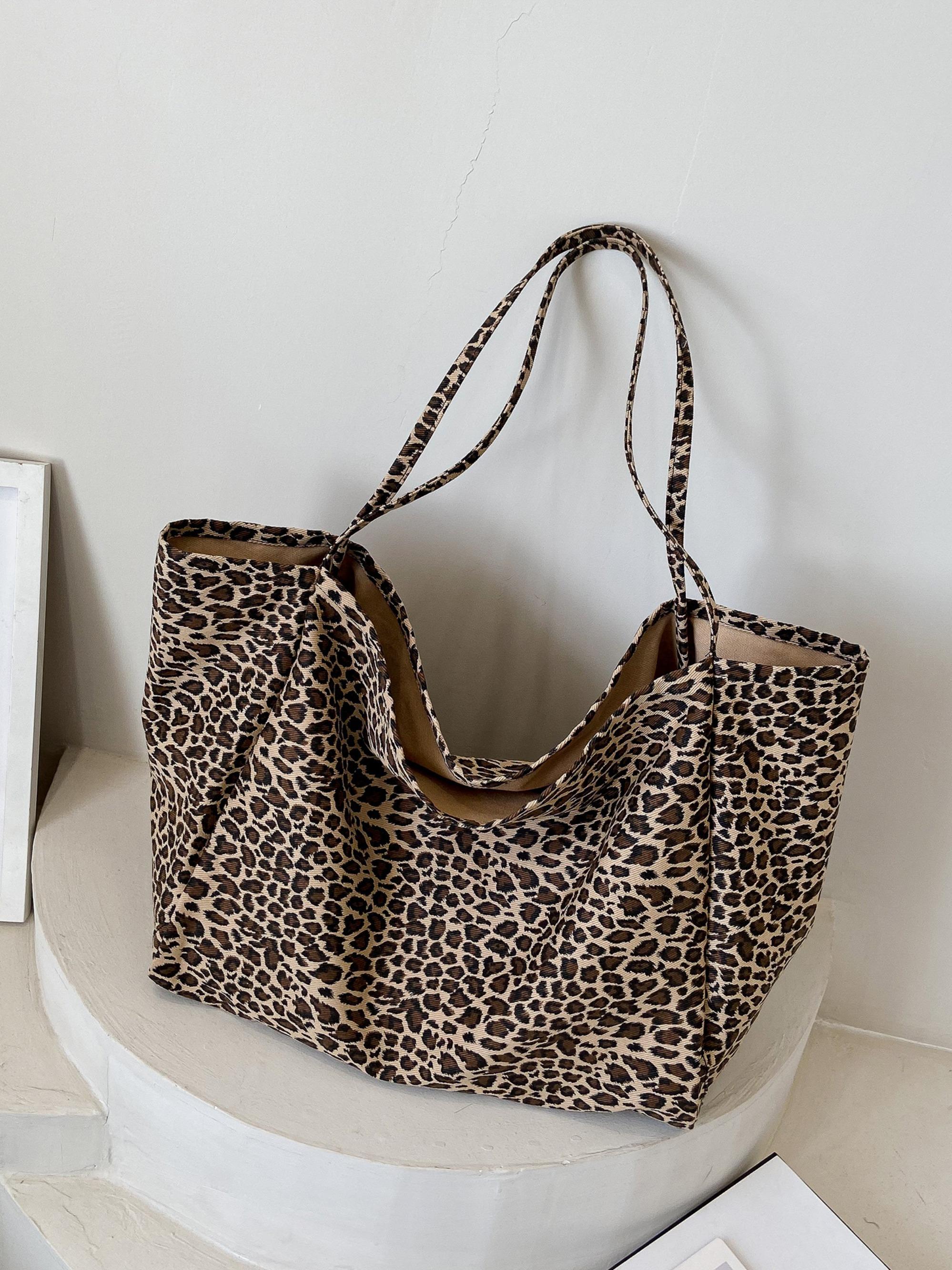 Women's Fashion Leopard Print Tote Bag, Large Capacity Daily Handbag Shoulder Backpack, Casual Trendy Multifunctional Commuter Bag, Fashionable Tote Bag, Stylish Tote Bag