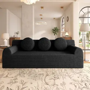 71" Plush L-Shaped Corduroy Deep-Seat Sectional Sofa Set - 1pc, No Assembly, for Living Room, Bedroom, L-Shaped Sofa Sets, Plush Sectional Sofa Sets