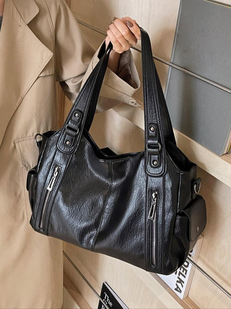 Women's Punk-Style Rivet-Decoration Handbag, Large-Capacity Crossbody Shoulder Bag for Fall & Winter Daily Use, Casual Trendy Commuter Bag, Fashionable Shopping Bag for Gifts