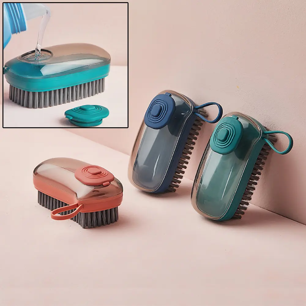 Automatic Liquid-Dispensing Cleaning Brush with Soft Bristles, Comfortable Cleaning Tool for Shoes, 12.5x5.5cm ABS Plastic Laundry Helper for Daily Chores, Shoe Washing