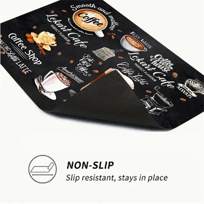 Coffee Theme Pattern Kitchen Countertop Mat, 1 Count  Non-slip Coffee Machine Mat, Absorbent Kitchen Countertop Mat, Kitchen Decor, Housewarming Gift, Coffee Table Mat