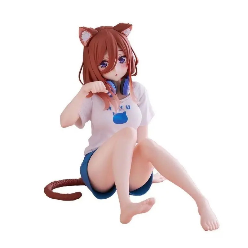6 Pack Cat Ear Girl PVC Figure Set Loungewear Teen Figurines Sitting Kneeling Mini Statue Anime Style Desk Collectible Cake Topper Gift birthday mystery room birthday gift