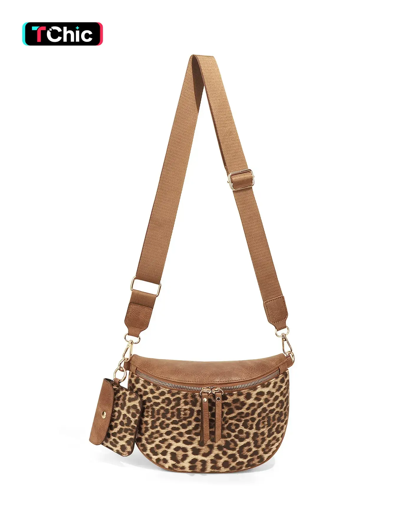 Leopard Pattern Casual Crossbody Bags for Women, Women's Fanny Pack with Headphone Bag, Shoulder Bag with Adjustable and Removeable Straps for Daily Shopping Travel, Adjustable Strap Purse, Adjustable Crossbody Purses