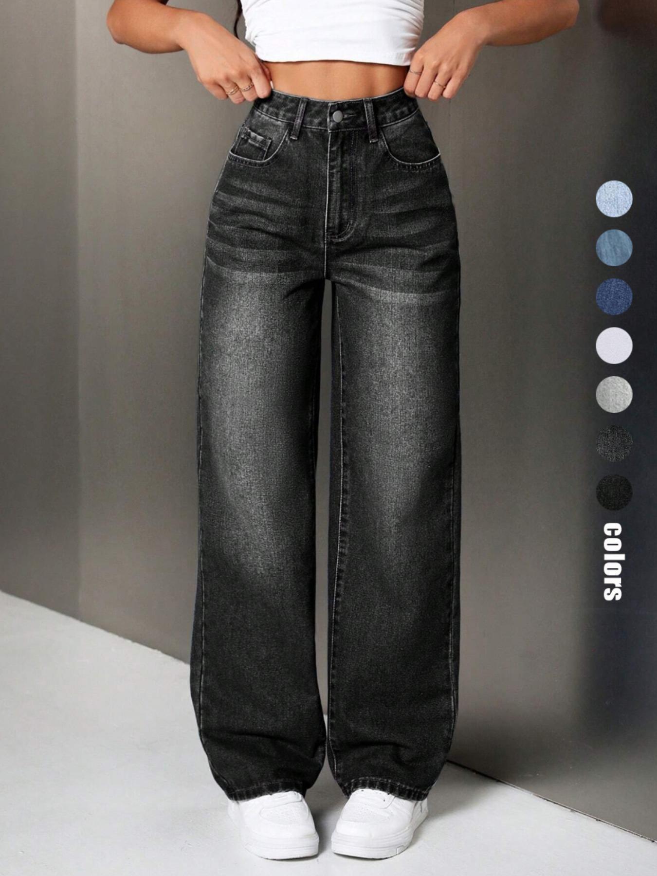 Women's Wide Leg Jeans, Fashionable Casual Denim Jeans for Daily Wear, Women Trousers for All Seasons, Denim Clothing
