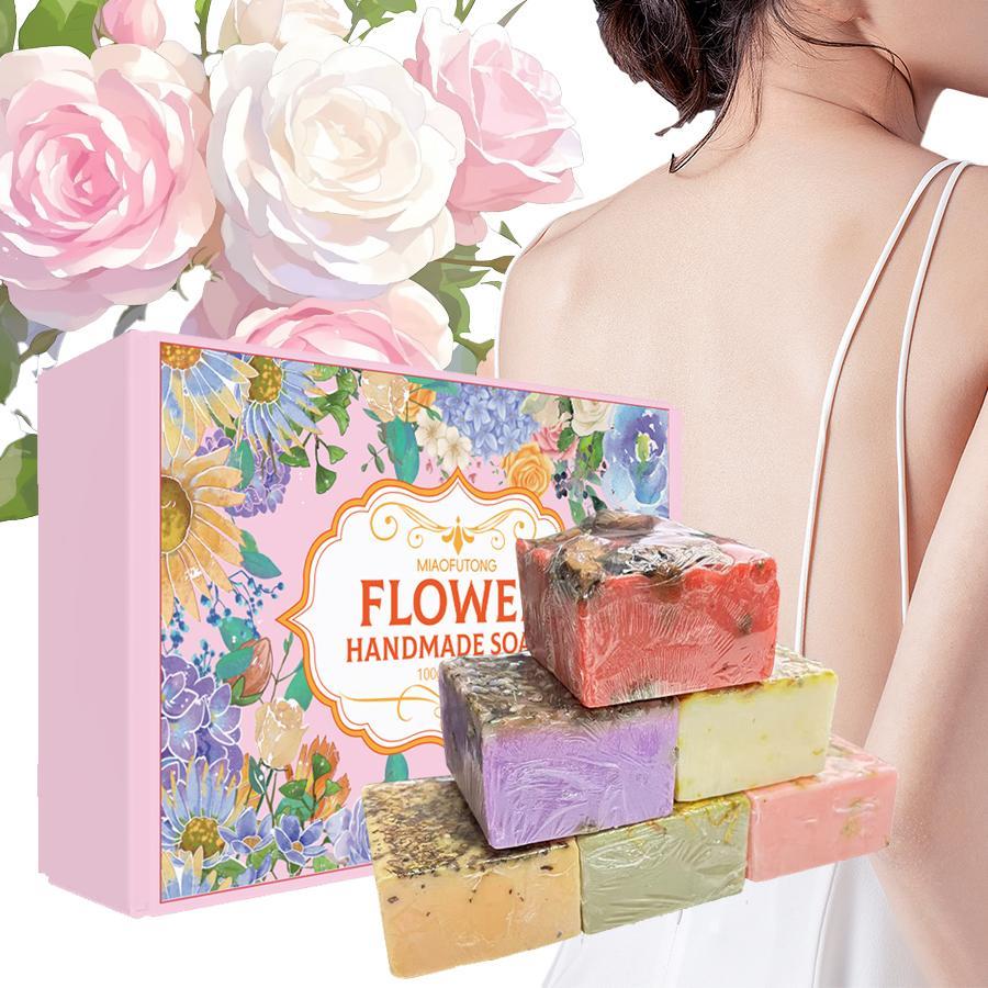 Flower Soap Set, 6 Counts/box Handmade Scented Soap, Moisturizing Soap for Showering, Washing Face, and Bathing, Body Wash & Cleansers