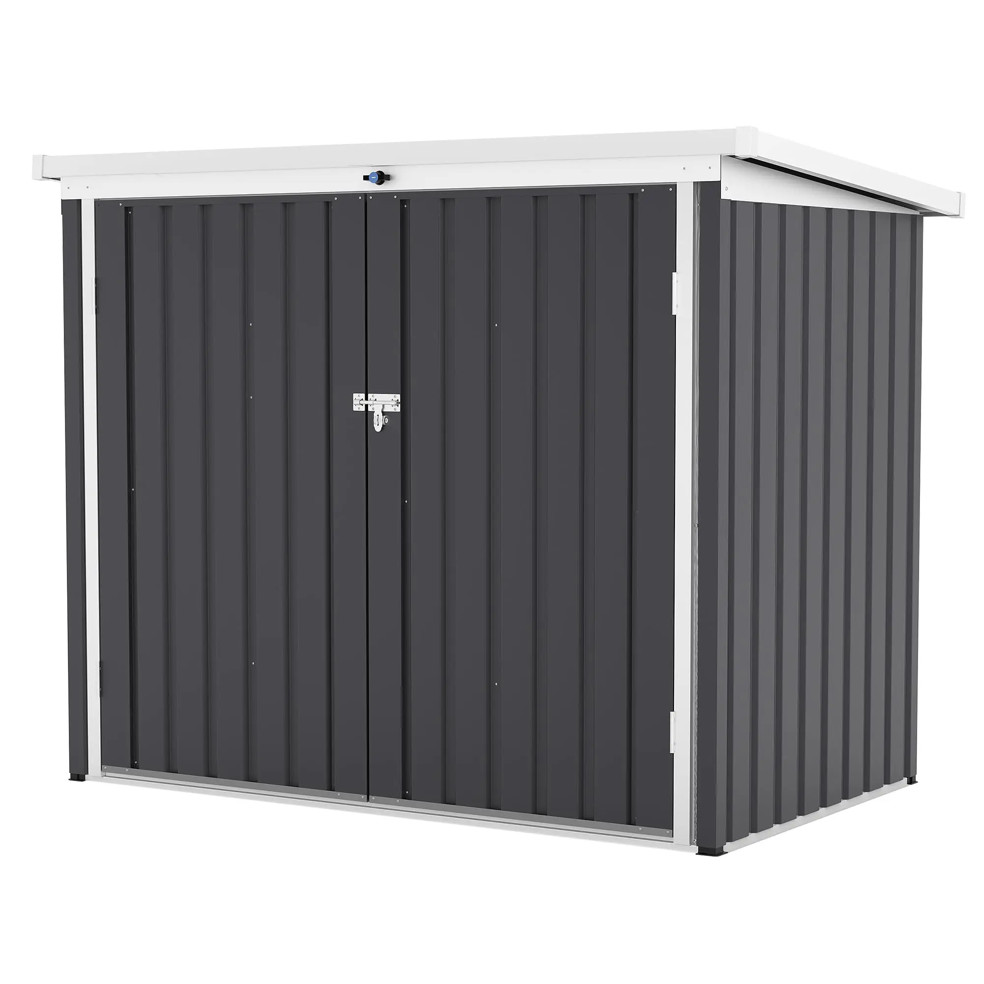 80 Cu.Ft Metal Outdoor Garbage Can Storage Shed with Gas Struts Lid, Heavy Duty Galvanized Steel Trash Bin Enclosure Box for Patio Yard, Lockable Garden Tool Shed Animal Proof