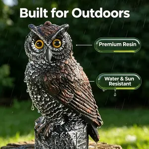 Realistic Owl Head Bobbing Ornament, Bird Scare Device, Rodent Repellent, Garden Decoration, Animal Fake Bird Lure, Craft Gift
