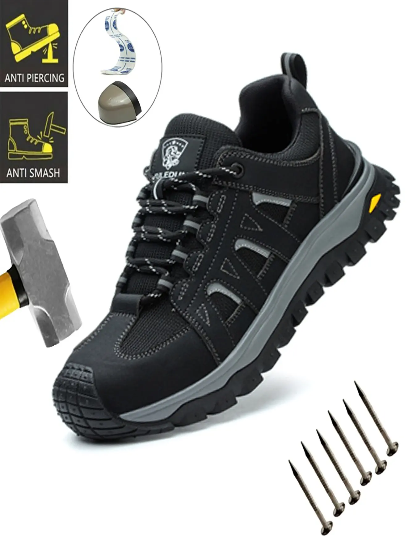 Steel Toe Closed Shoes for men Lightweight Puncture Resistant Safety Footwear Work Shoes Safety Work sneakers Shoe Comfortable for Construction Warehouse Jobs all-season outdoor New Fashion Anti shock workout sneaker