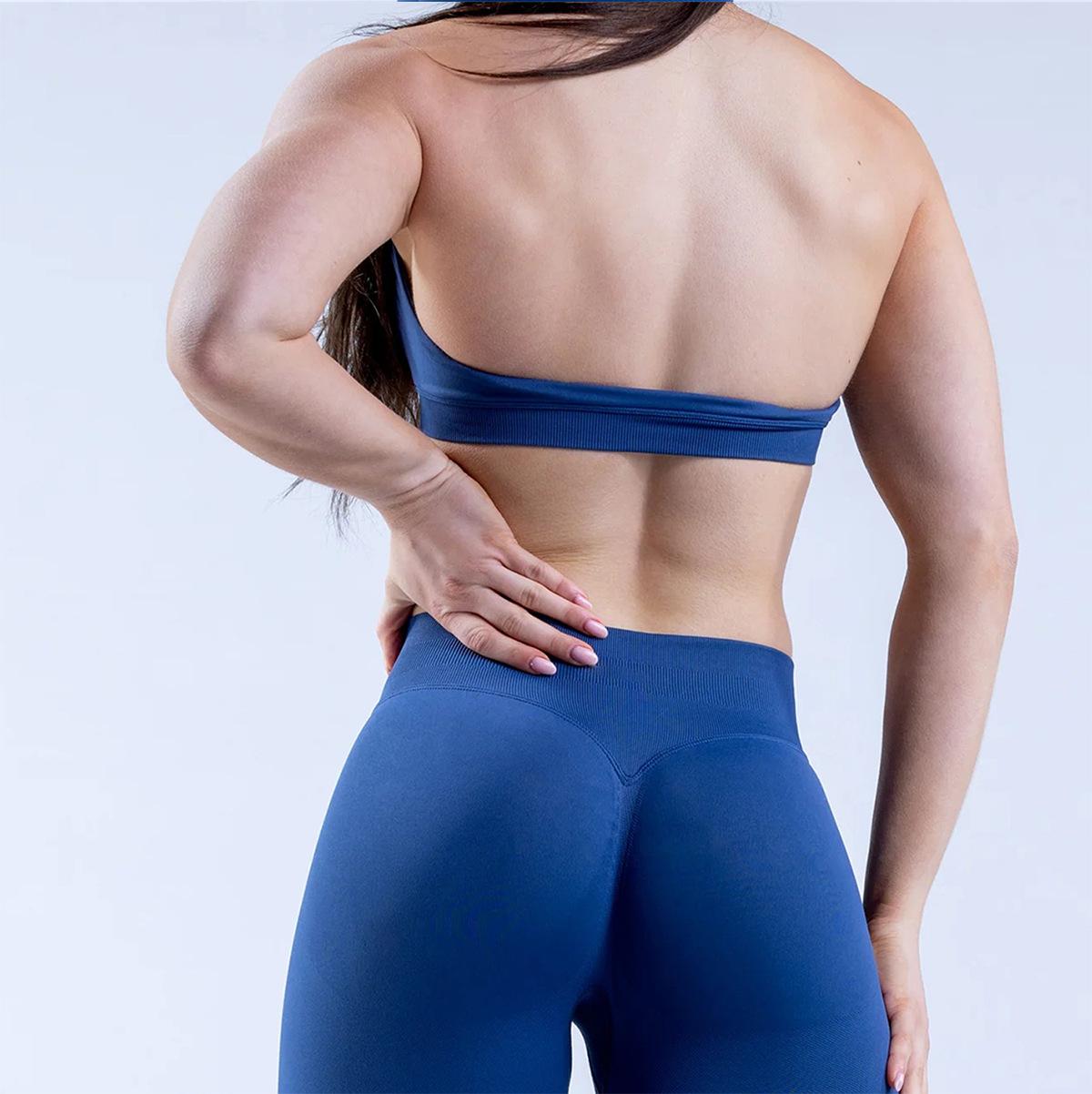 Seamless High Stretch Halter Sports Bra, Ultra Soft Matte Nylon Backless Criss Cross Workout Bra for Yoga Fitness