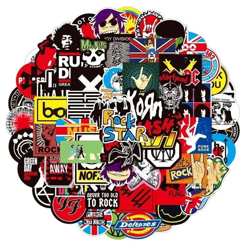2026 New hot item 10/50/100pcs Classic Graffiti Rock Roll Stickers Music Band Decals for DIY Helmet Guitar Phone Laptop Motorcycle Luggage
