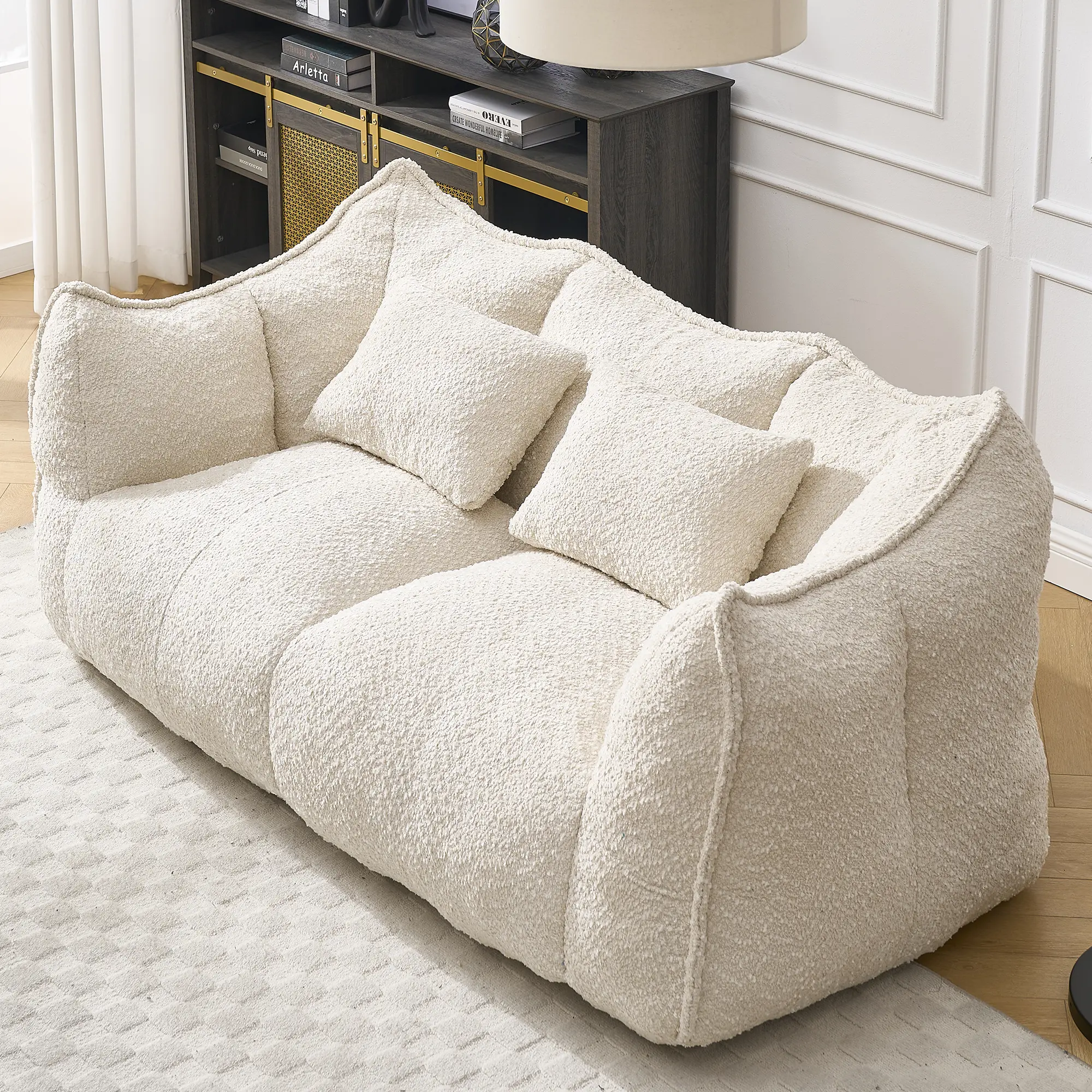 ARCH Soft Beanbag Chair for Two People, Square Recliner Sofa with High Resilience Foam Core, Comfortable Living Room Seating for Games, Reading, Watching TV, Indoor Use, 1 Pack, Living Room Furniture for Apartment, Lounge, Family Room