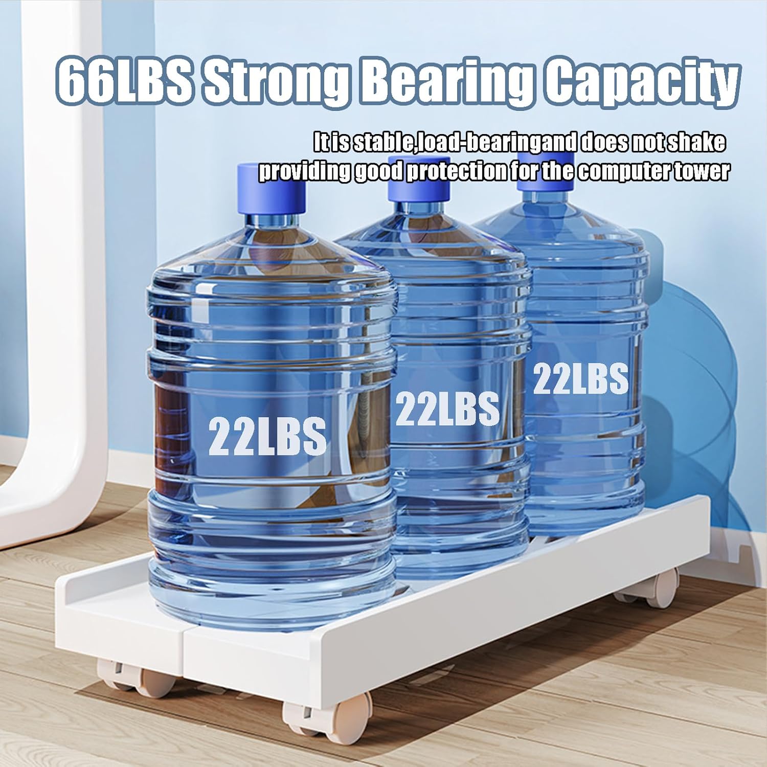 Adjustable Computer Tower Stand, PC Stand Mobile CPU Stand with 4 Rolling Caster Wheels Fits  PC Under Desk, Ventilated Under Desk PC Tower Holder for Office,Gamers