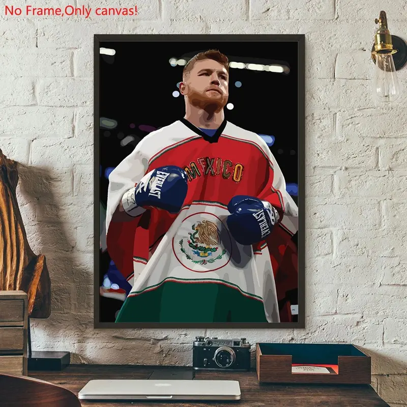 1 piece/set frameless canvas painting print poster, Classic realistic Boxing Sports star art, Canelo Alvarez Boxing Champion, a perfect gift for mixed martial arts loves, ideal gift for bedroom, living room, dorm hallway, kitchen,s mural, wall decoration