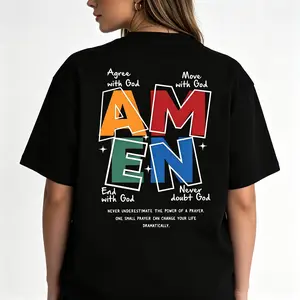 "AMEN Acronym Agree Move End Never Doubt God Faith Christian Soft Cotton Sports Top" Graphic Unisex Tee |   All-Season Breathable Top